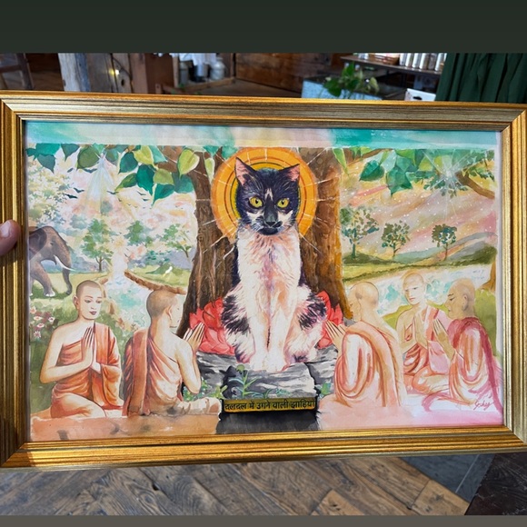 Pussycat Paradise Puffer - Zen Cat Worship Feline Buddha Artisan Quilted Jacket - Picture 11 of 12